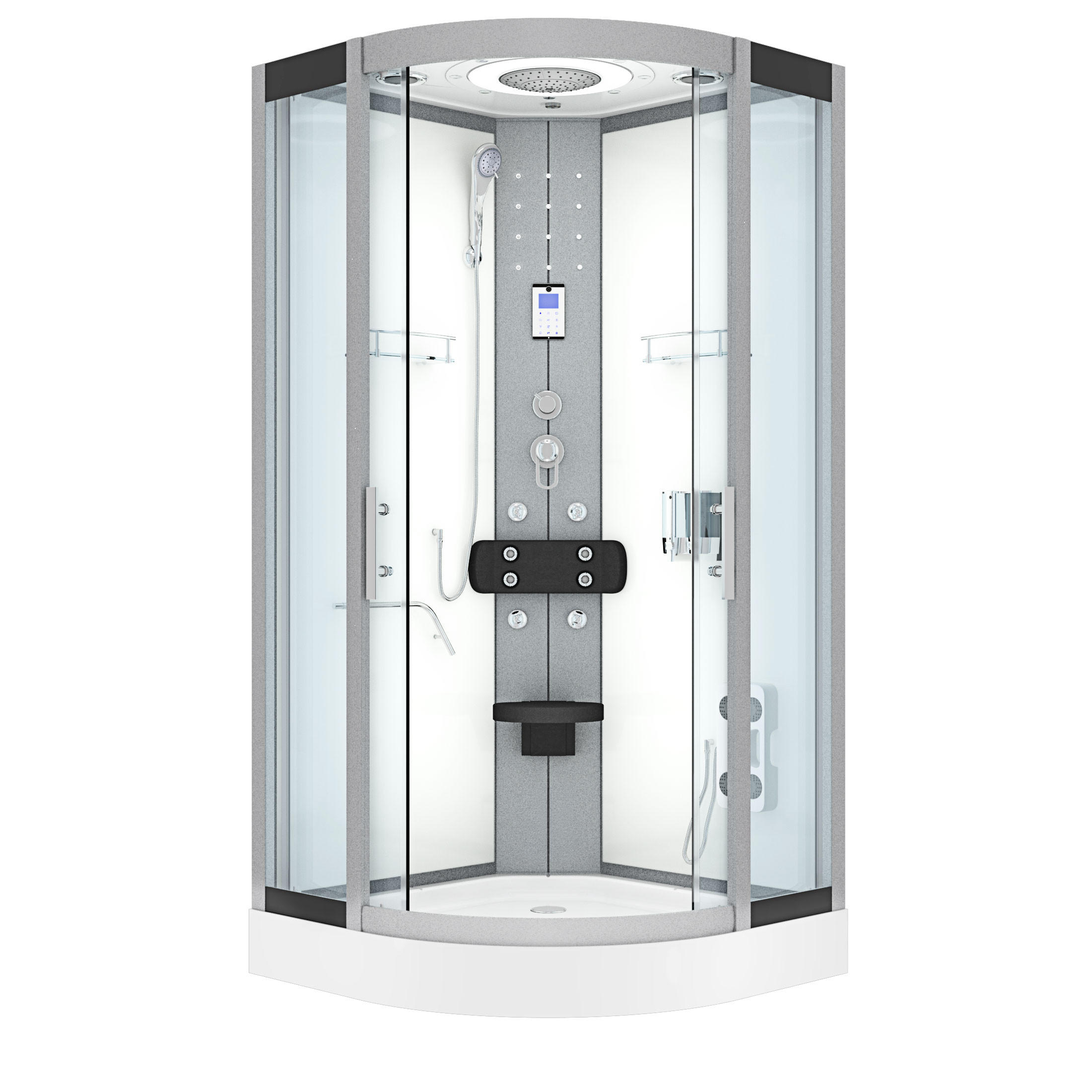 FERTIGDUSCHE Dusche D58-10T0 Weiß 90x90 - Weiß, Glas/Kunststoff (90/90/215cm) - AcquaVapore by Sandra Jentho