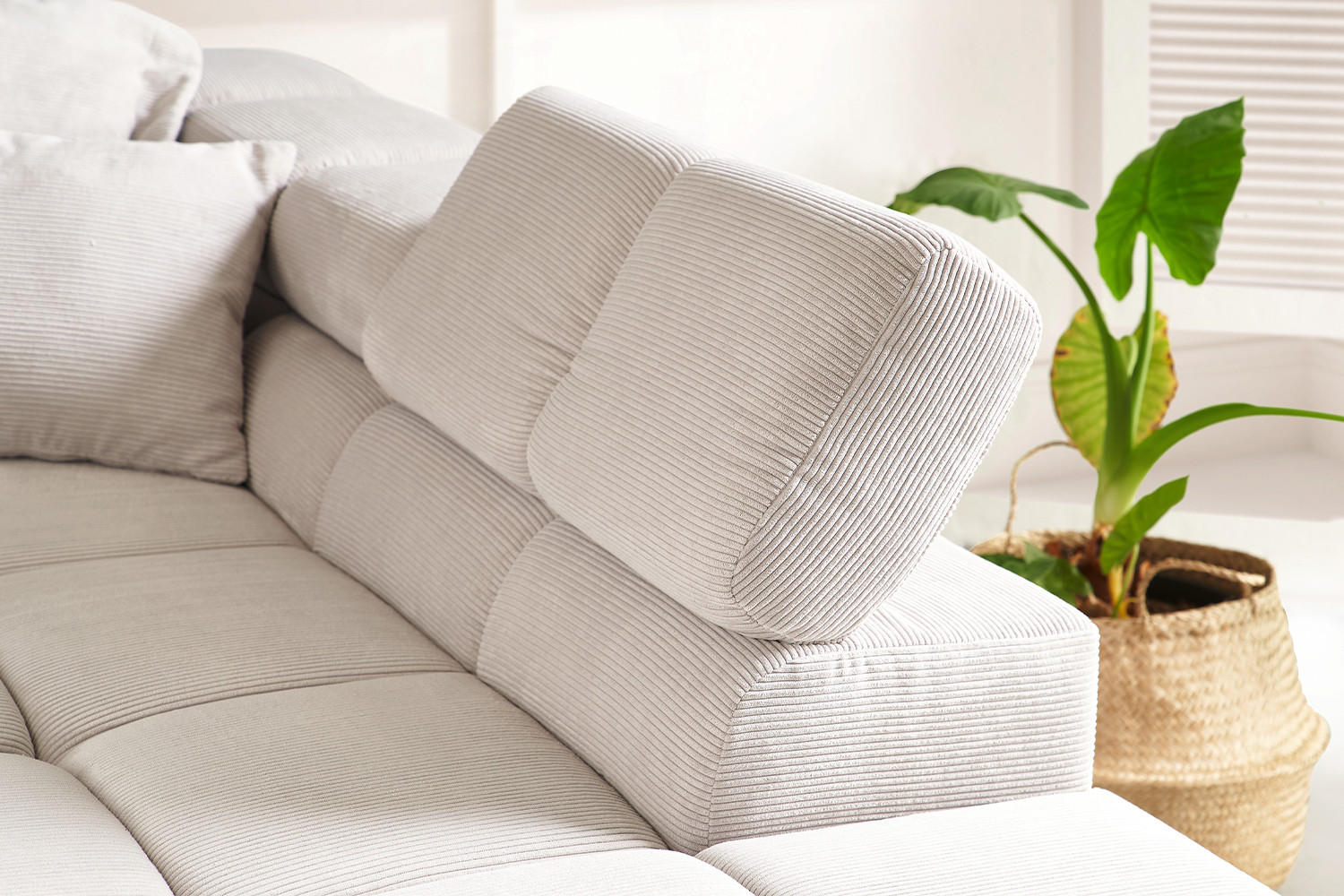 ECKSOFA NEVADA Silber Cord - Silberfarben/Schwarz, Kunststoff/Textil (319/215cm) - KAWOLA