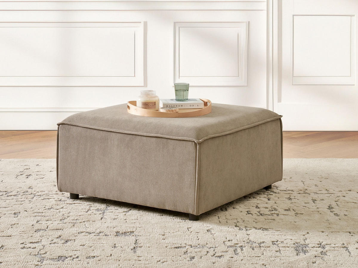 OTTOMANE Cord Hellbraun Ardal - Hellbraun, Textil (86/45/86cm) - Beliani