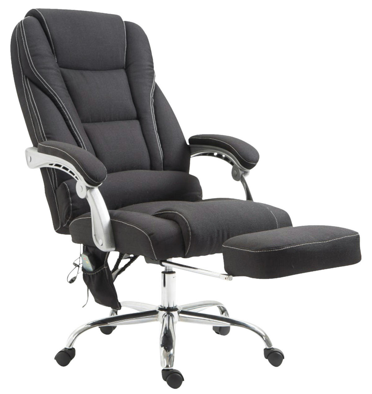 CHEFSESSEL Stoff schwarz - Chromfarben/Schwarz, Textil/Metall (68/118/64cm) - CLP