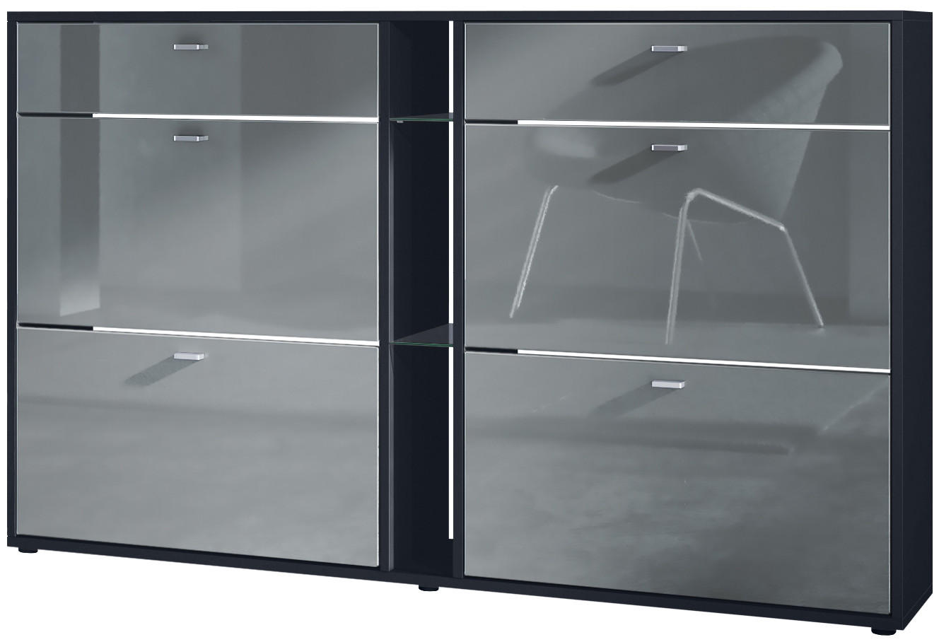 SCHUHSCHRANK Today Fronten in Grau Hochglanz - Grau, Holzwerkstoff (155.5/95/28cm) - Vladon