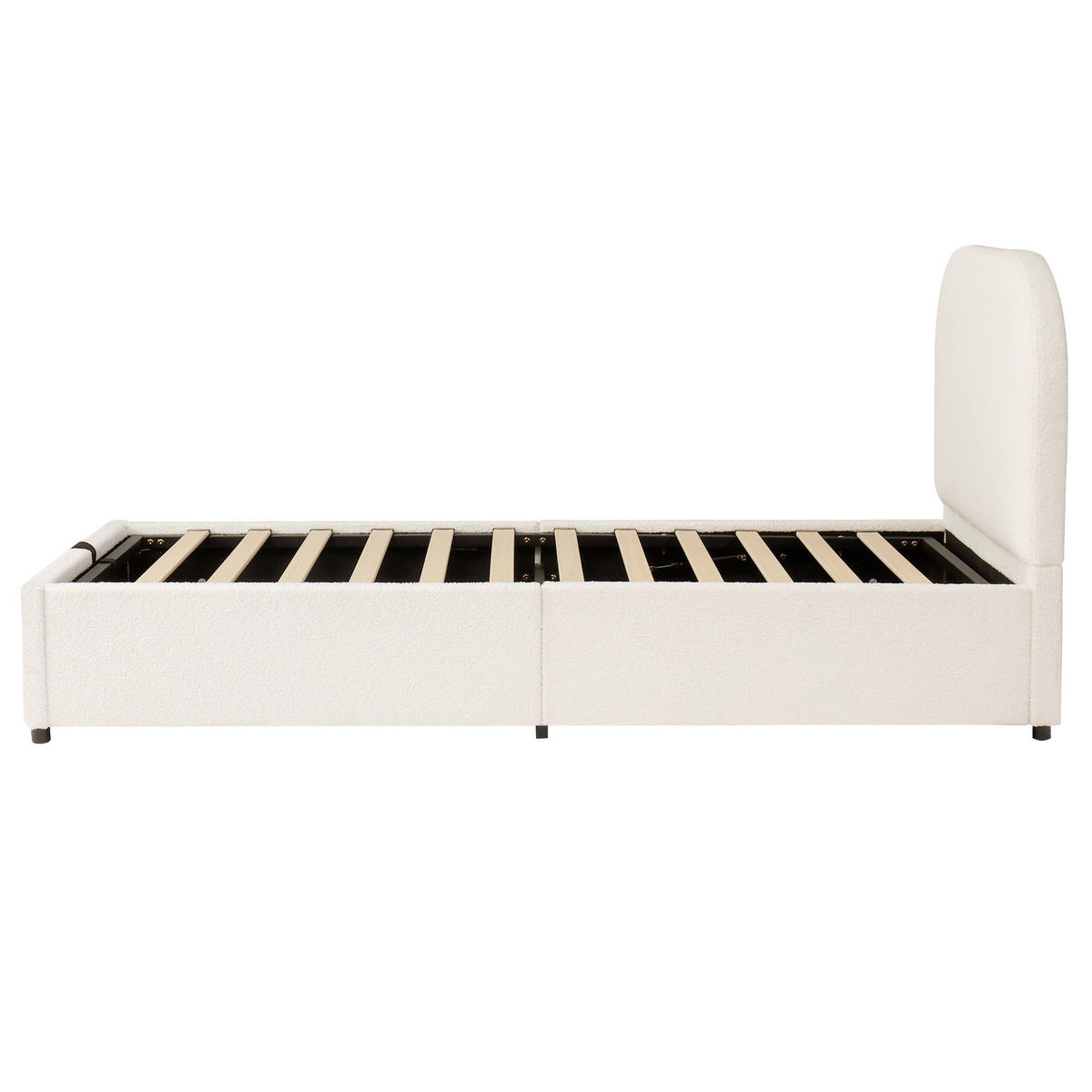 POLSTERBETT 90/200 cm Beige mit Lattenrost, Kopfteil und Stauraum - Beige, Textil (90/200cm) - Oxeza