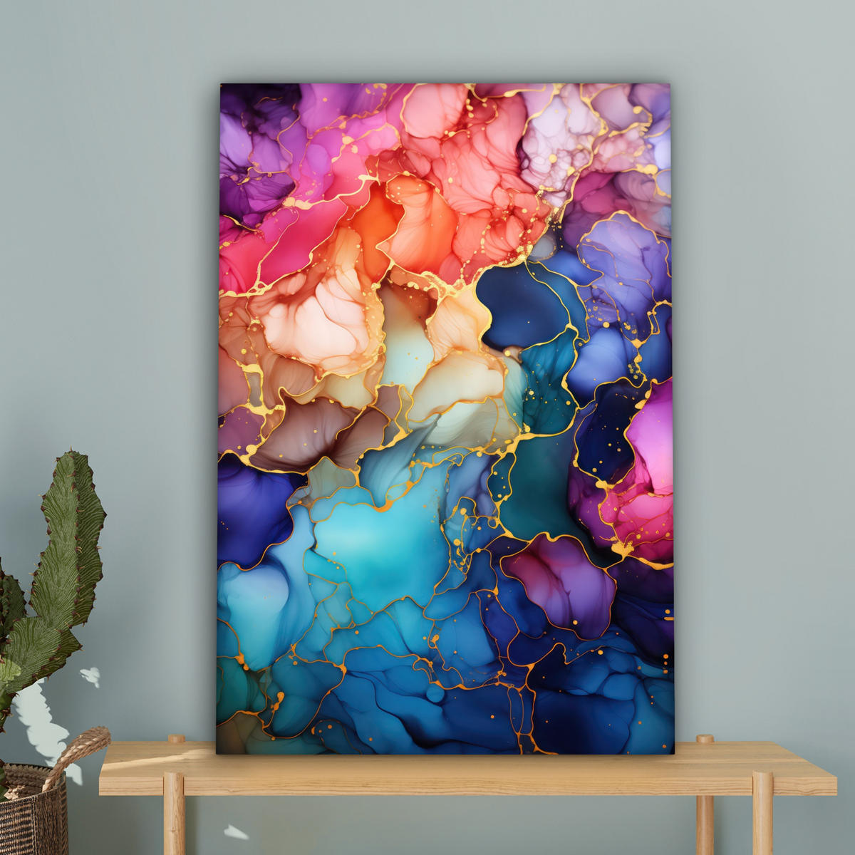 LEINWANDBILD Marmor - Bunt - Abstrakt 60x90 cm - Multicolor, Textil (60/90cm) - MuchoWow