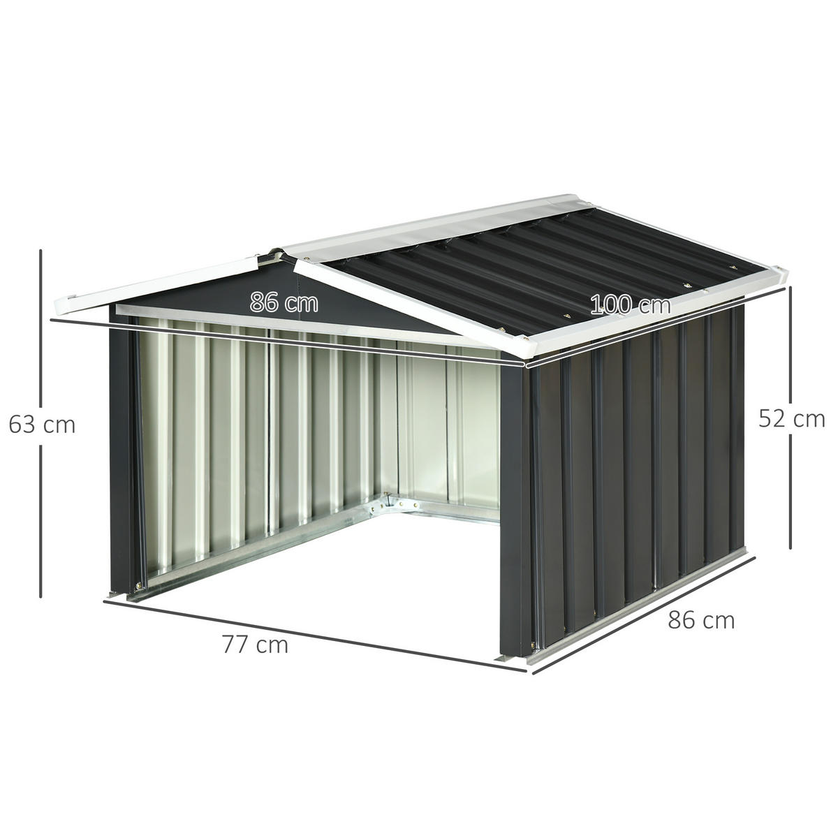 KLEINGARAGE DE-13748 mit Überdachung Grau - Grau, Metall (100/63/86cm) - ComfortXL