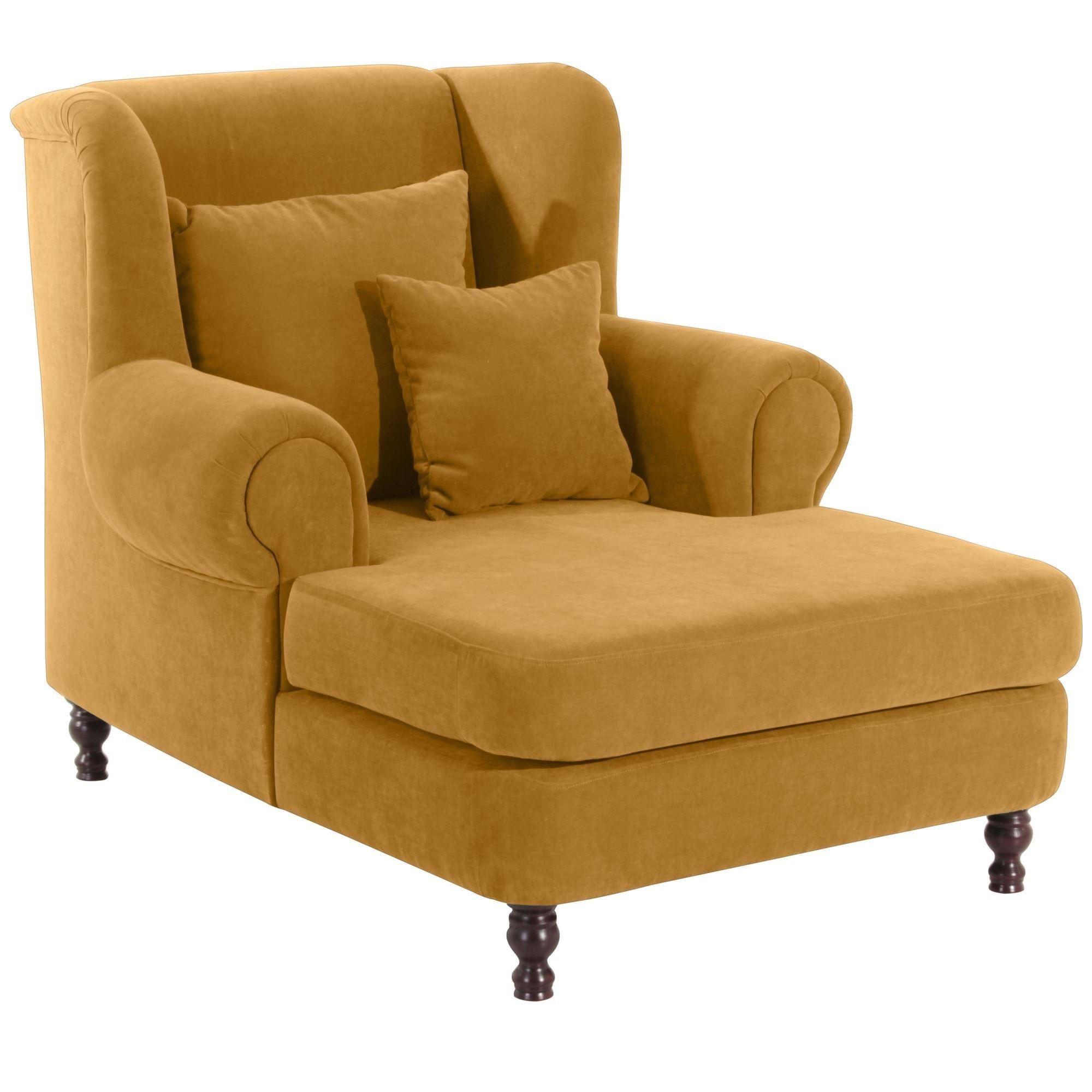 SESSEL XXL Karley Bezug Veloursstoff Buche nussbaum dunkel / mais - Gelb, Kunststoff (103/103/149cm) - 58aufmkessel