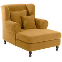 SESSEL XXL Karley Bezug Veloursstoff Buche nussbaum dunkel / mais - Gelb, Kunststoff (103/103/149cm) - 58aufmkessel