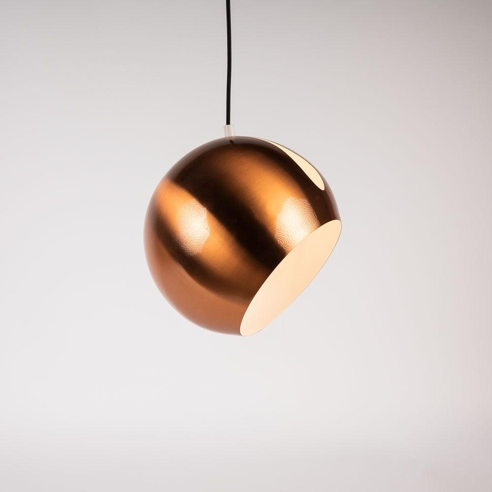 GALERIELEUCHTE Ball 5m Abhängung Kupfer/Weiß Ø 30cm - Weiß/Kupferfarben, Metall (30/30/20cm) - s.luce