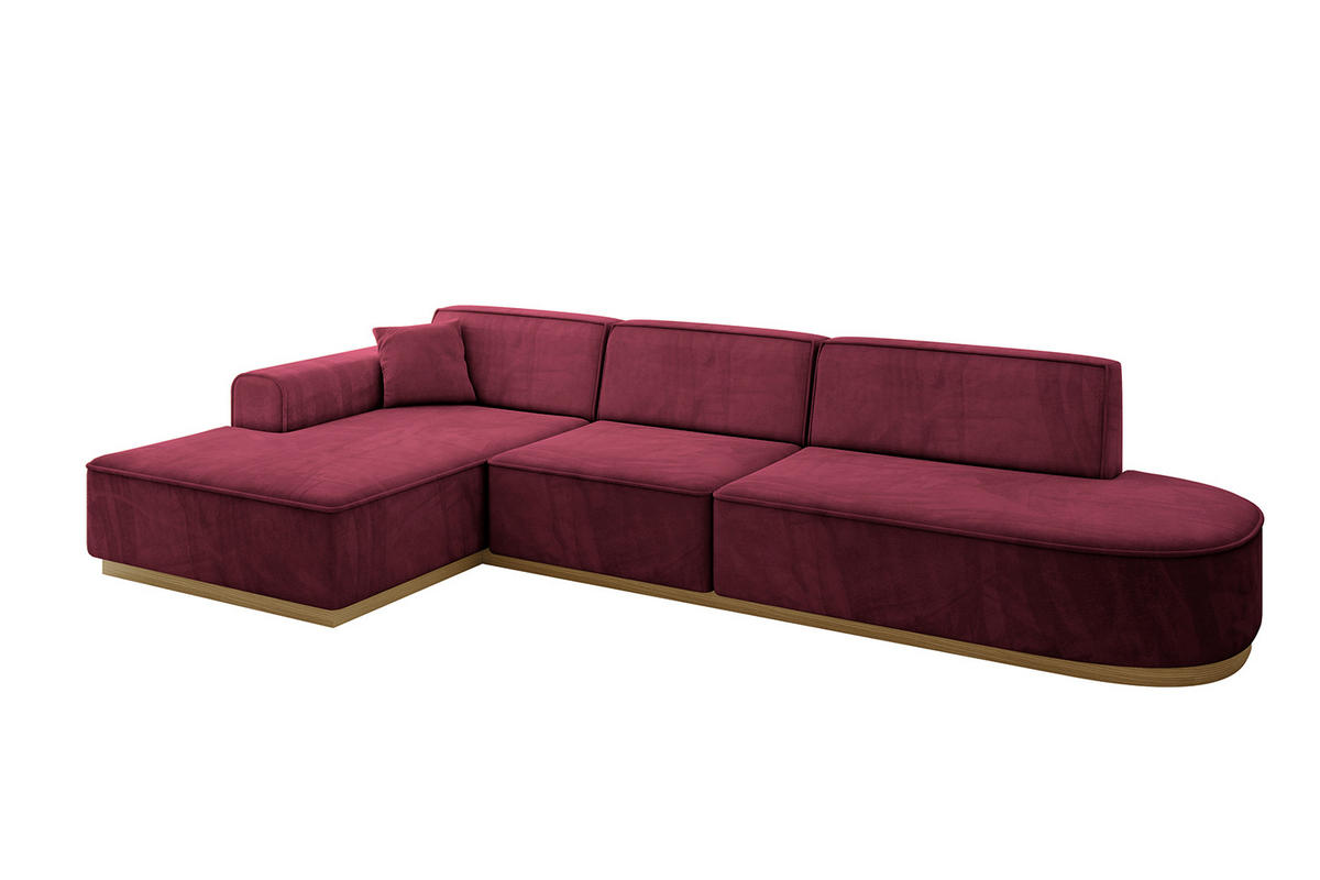 ECKSOFA Ottomane Links IREA-L2-v2 - 327x165x80 cm Bordeauxrot - Bordeaux, Holzwerkstoff/Textil (327/165cm) - ALTDECOR