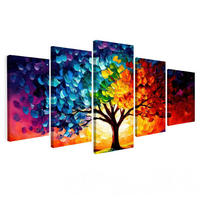 OBRAZ NA PLÁTNĚ 5dílná sada Strom - barevný - vzhled barvy - abstraktní 150x80 cm - různobarevná, textil (150/80cm) - MuchoWow