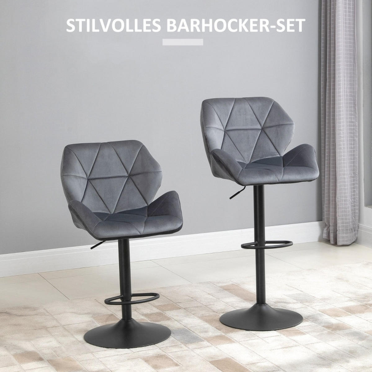 BARHOCKER DE-36057 2er Set höhenverstellbar drehbar Grau - Grau, Metall (57/117/58cm) - ComfortXL