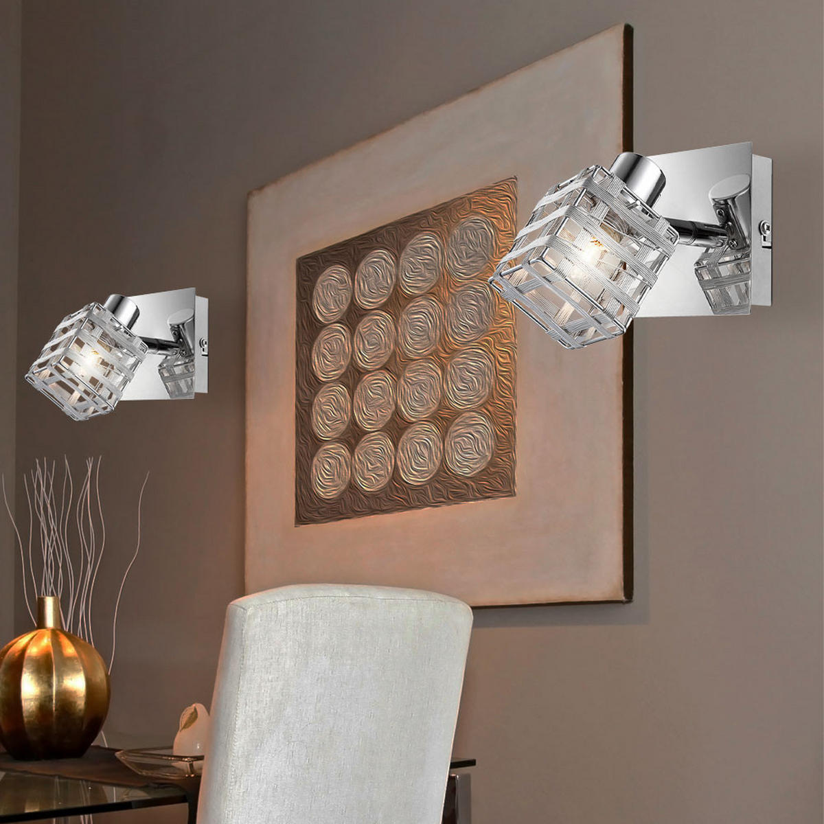 WANDLEUCHTE Aluminium Drahtgeflecht Silber 2er Set - Silberfarben, Metall (9/11/12.5cm)