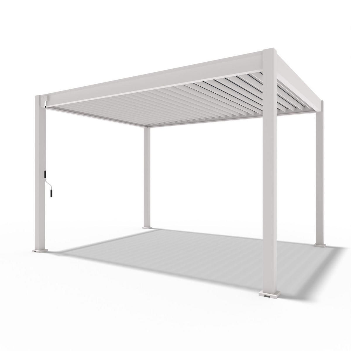 PERGOLA Trumpf Alu-Stahl Lamellendach 3 x 4 M sand freistehend - Weiß, Metall (4000/255/3000cm) - PergoLine