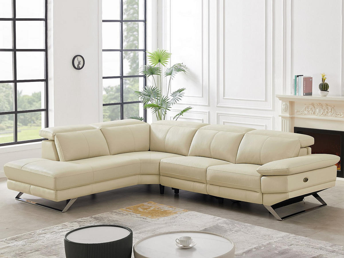 RELAXSOFA - 6 Personen-Sitzer - Leder - Beige - - Beige, Leder (299/76/239cm) - Vente-Unique