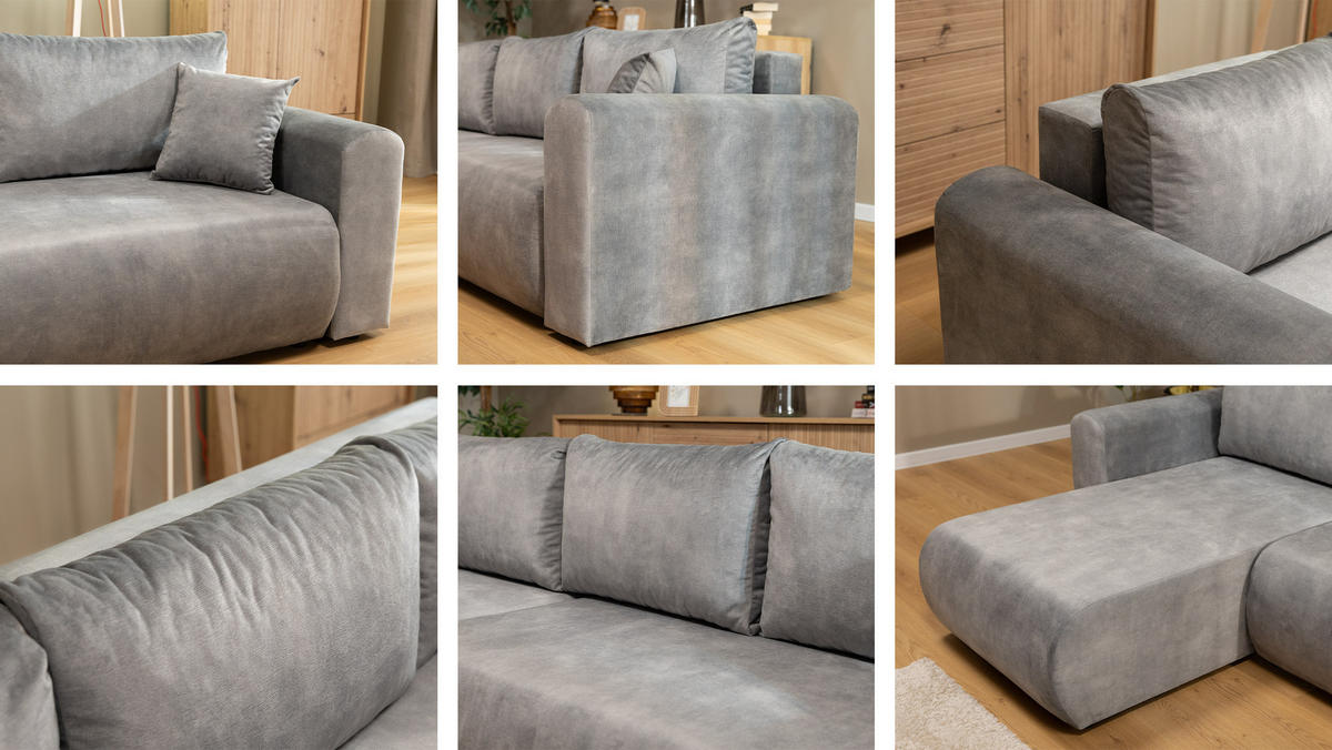 ECKSOFA Eliwo - Kaschmir/Schwarz, Holz/Textil (252/158cm) - MIRJAN24