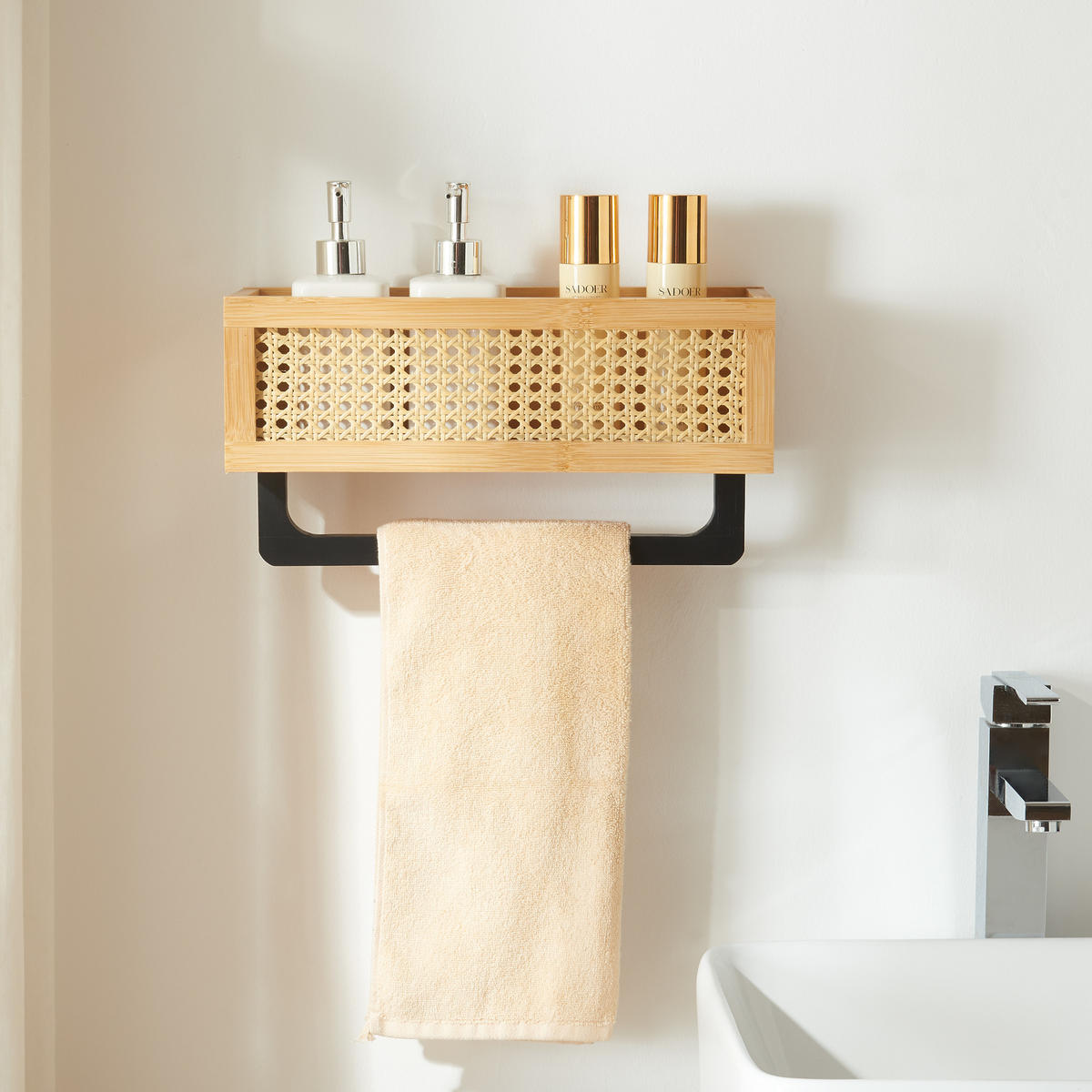 BADEZIMMERREGAL Tervola - Naturfarben, Holz/Kunststoff (36/18.5/12.5cm) - [en.casa]