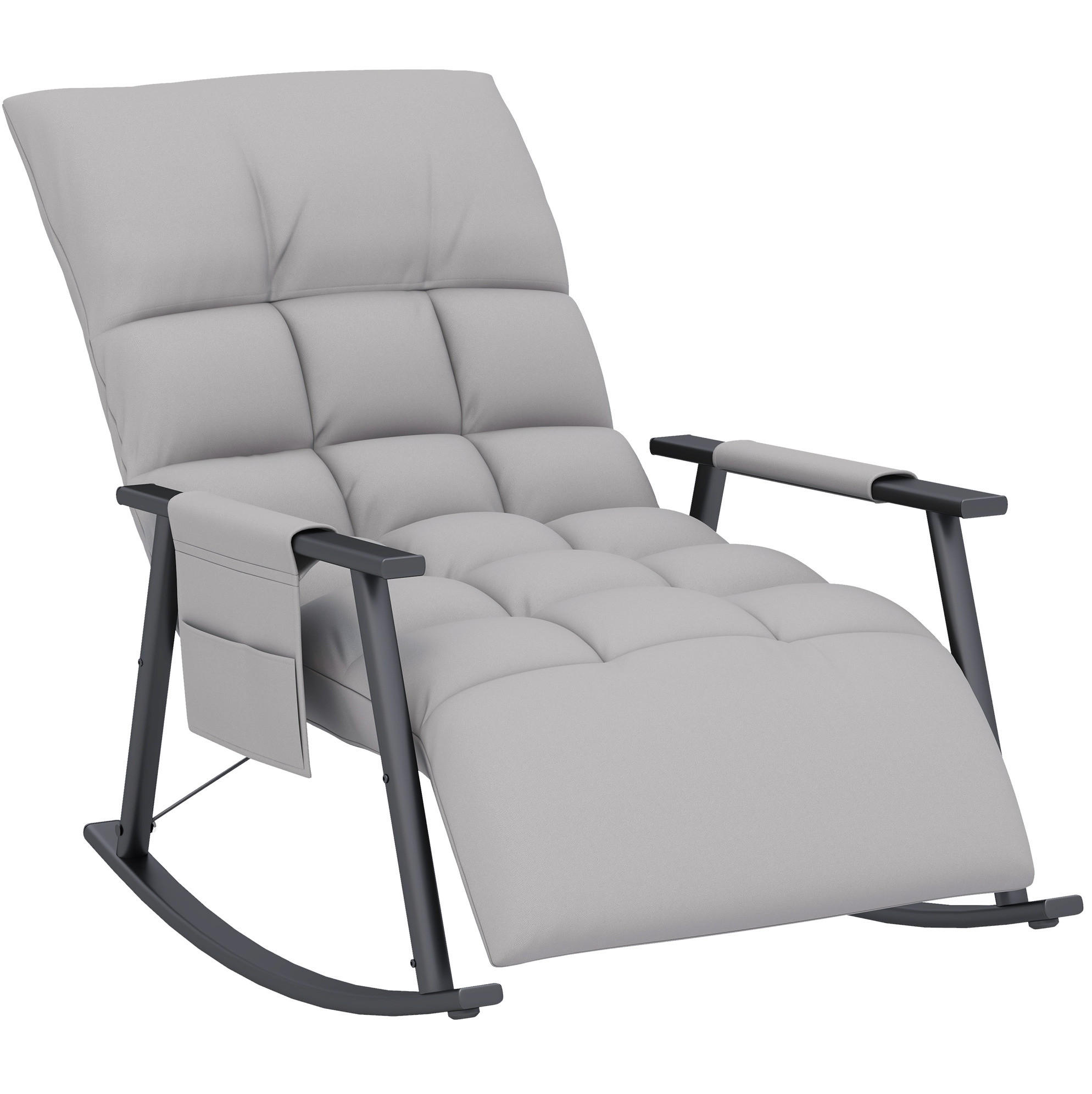 OKWISH HOUPACÍ křeslo 134/60/70 cm šedé z polyesteru s nastavitelnou opěrkou a podnožkou
