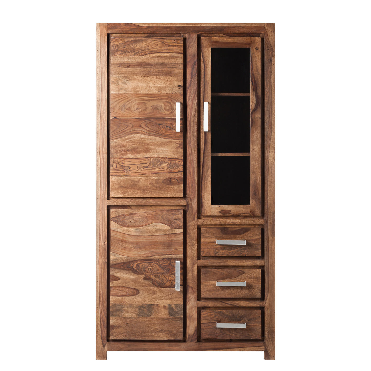 VITRINENSCHRANK - Sheesham massiv - Sheeshamfarben, Holz (101/190/45cm) - home24
