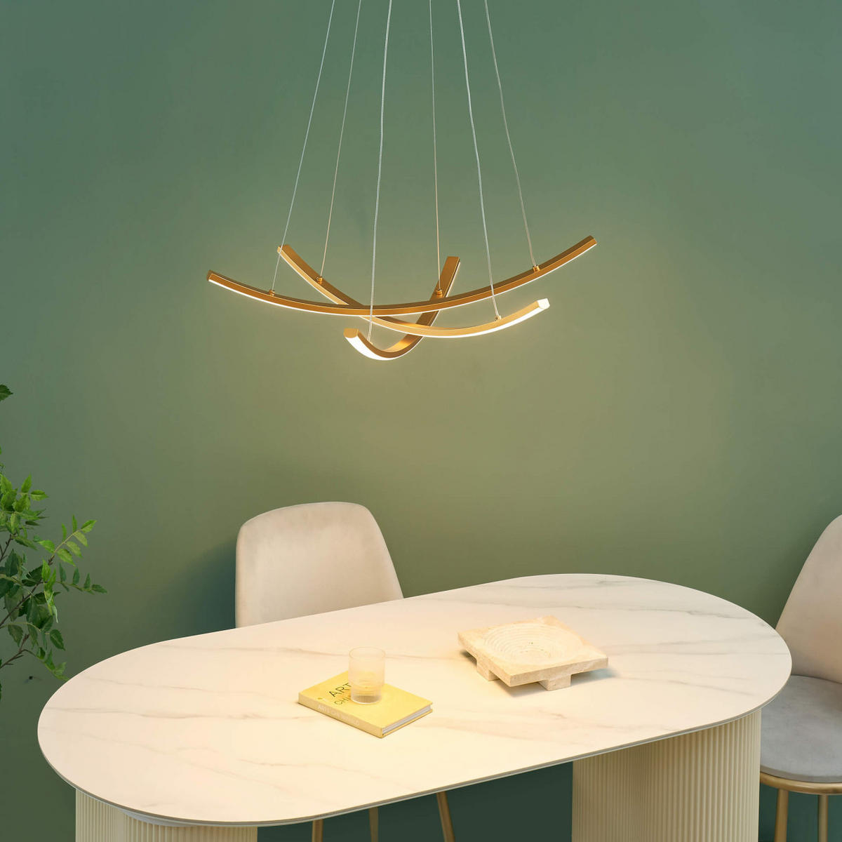 HÄNGELEUCHTE Heidi, Gold / Messing, 60cm - Goldfarben, Metall (60/60/16cm) - KOSILUM
