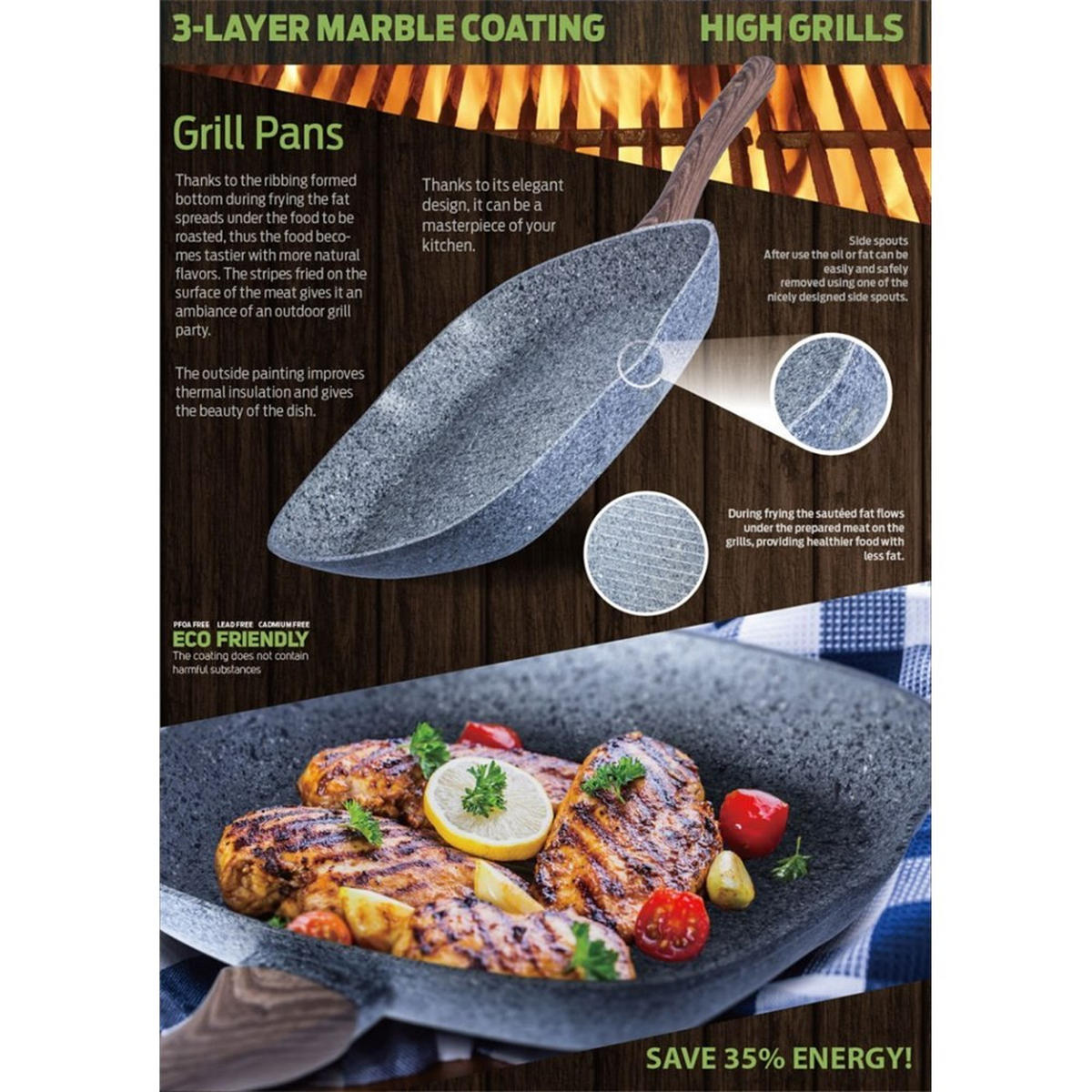 GRILLPFANNE Grau 28/28/4.5 cm BH1208 - Grau, Metall (28cm) - Berlinger Haus