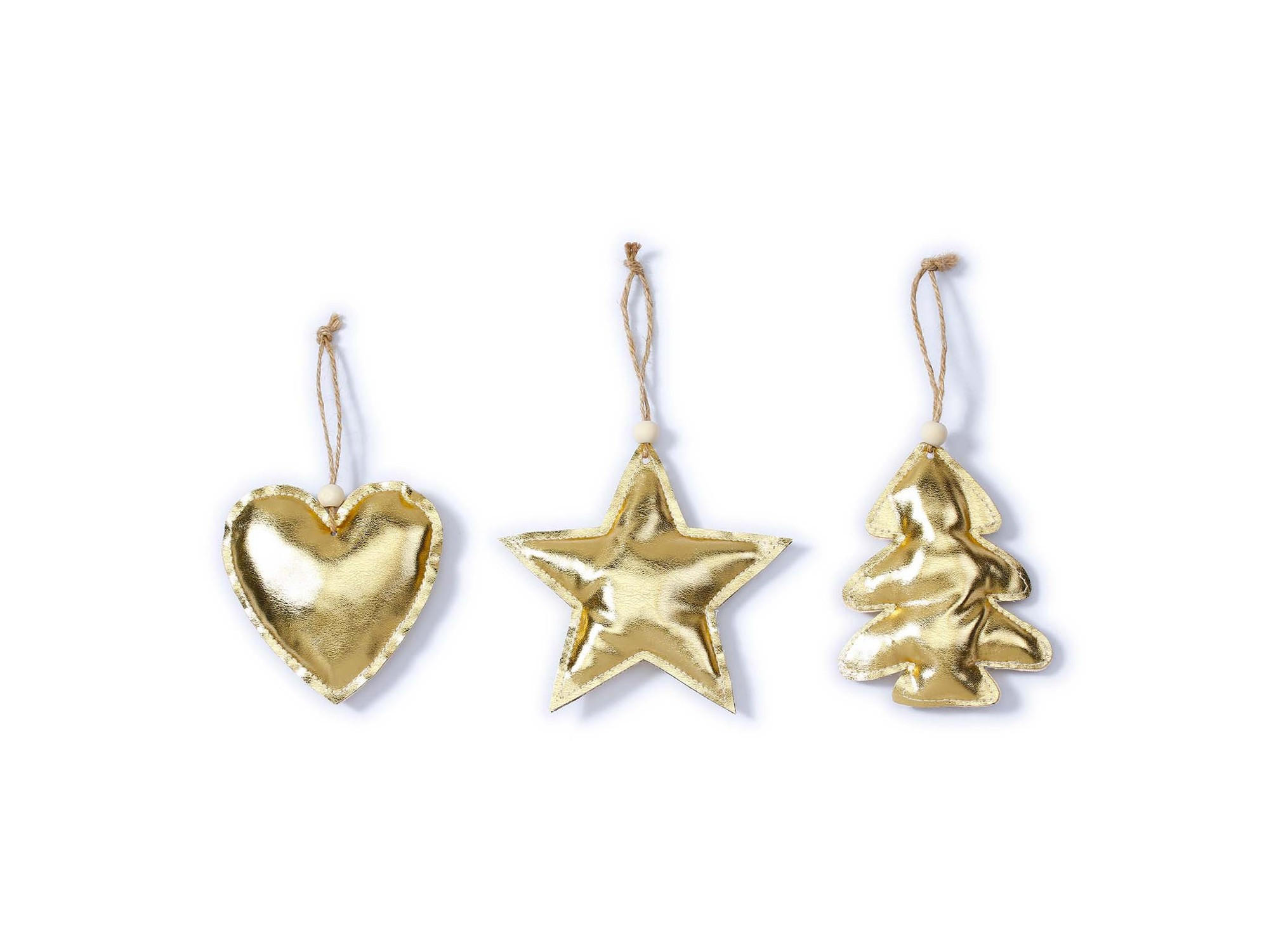 WEIHNACHTSORNAMENTE 3er-Set Ornamente gold 11,5 cm - Goldfarben, Textil (11.5/11.5/11.5cm) - LAALU