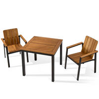 GARTEN ESSGRUPPE LENTI, Gartenmöbel-Set, 3-er Set - Anthrazit/Braun, Holz - KONSIMO®
