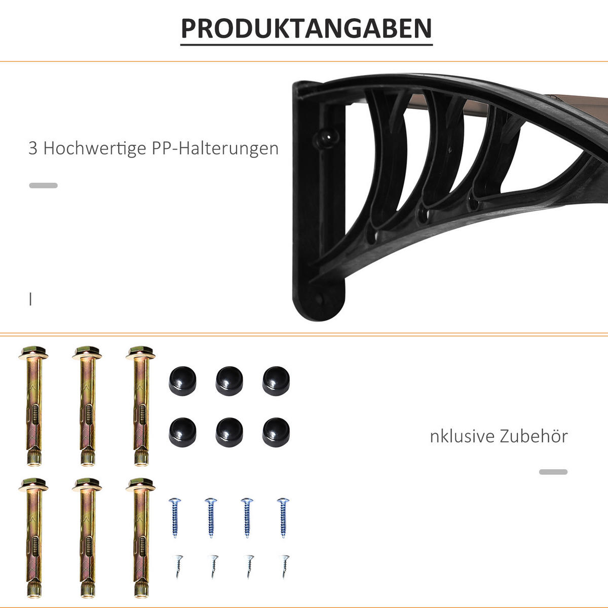 PULTVORDACH, Vordach, Alu, Braun - Braun, Kunststoff (195/23/75cm) - Outsunny