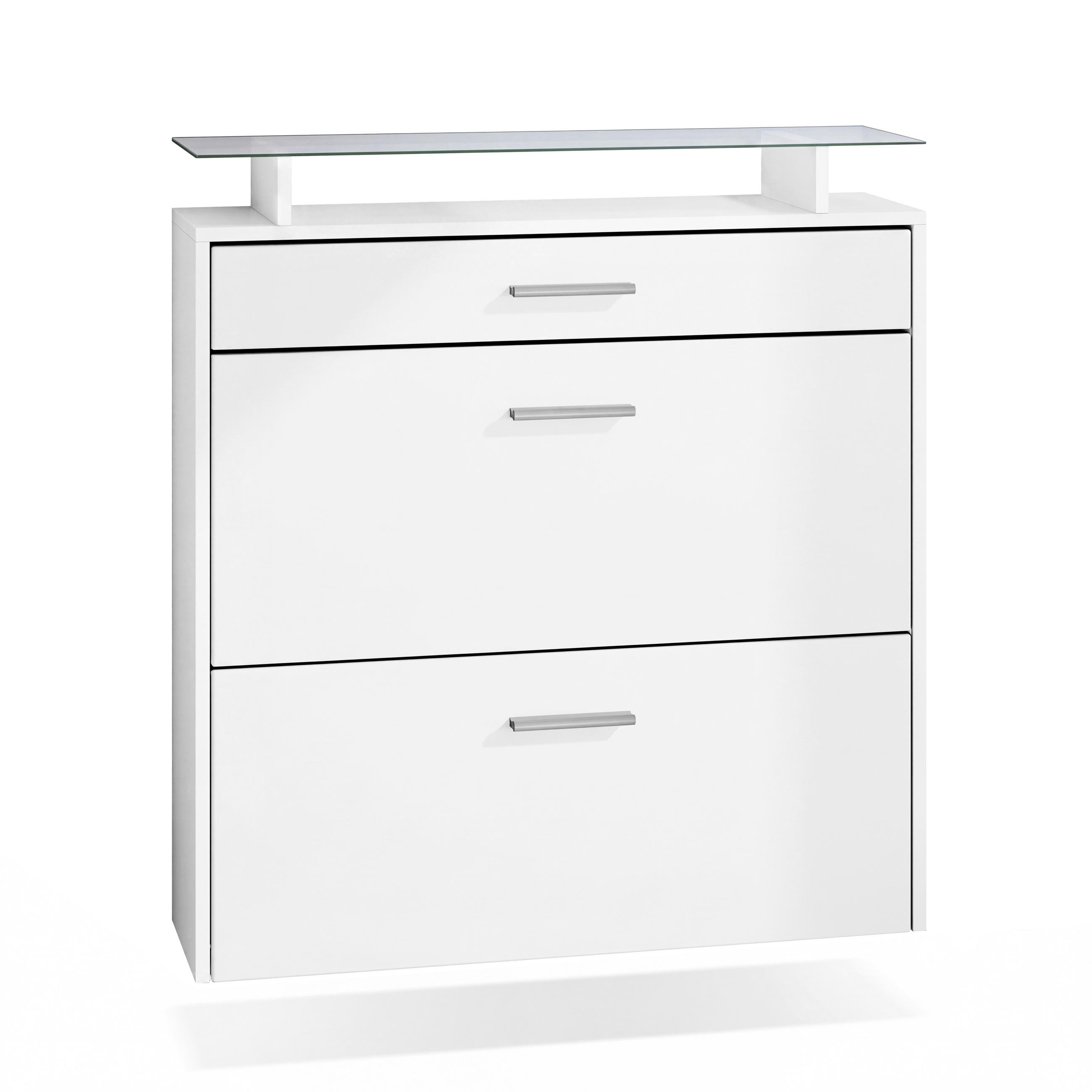 SCHUHSCHRANK Malea Front in Weiß matt - Weiß, Holzwerkstoff (89/96/23cm) - Vladon