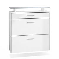 SCHUHSCHRANK Malea Front in Weiß matt - Weiß, Holzwerkstoff (89/96/23cm) - Vladon