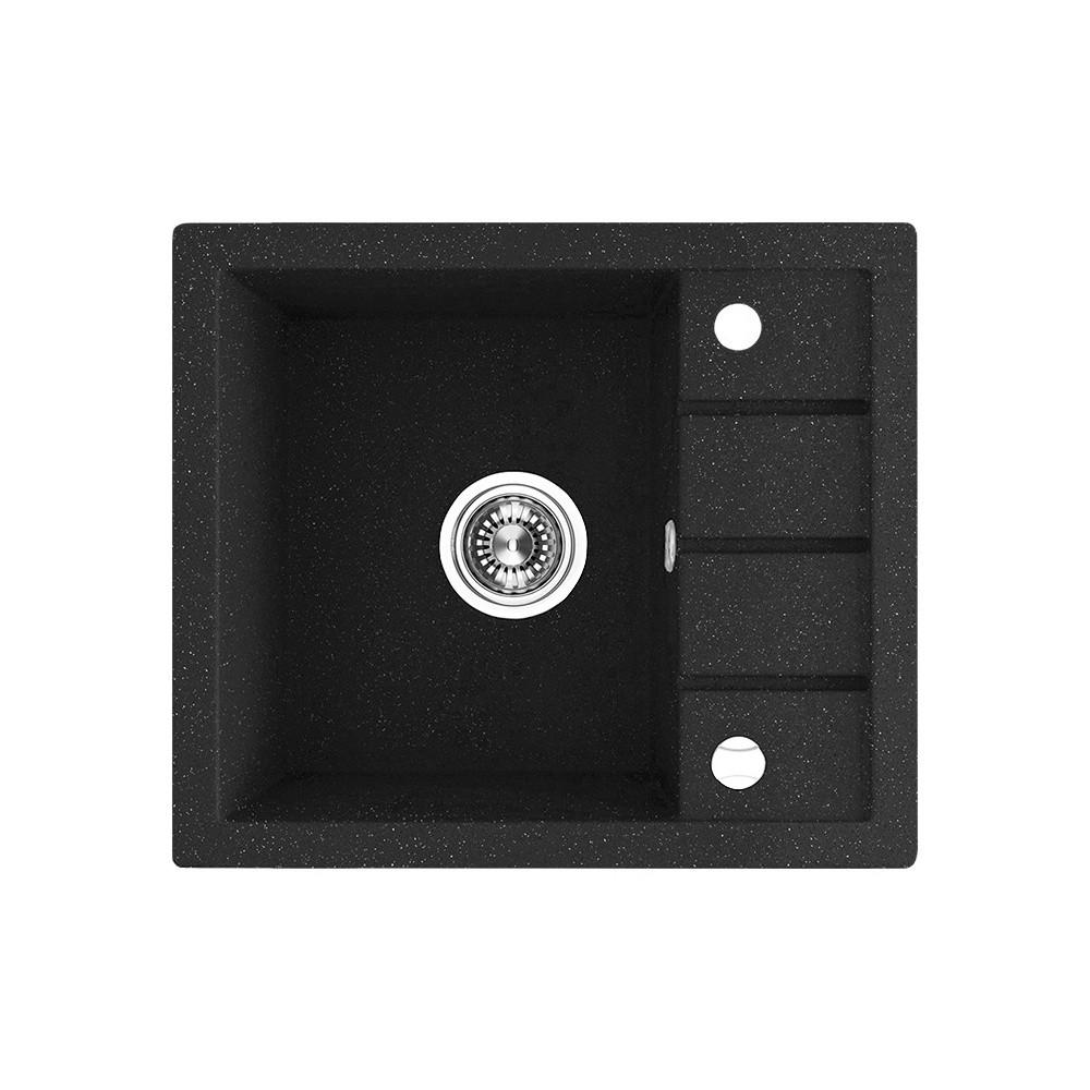 EINBAUSPÜLE Trzynastka Schwarz, Einzelbecken, 49,5/57/18,5 cm - Schwarz, Stein (49.5/18.5/57cm) - bad land