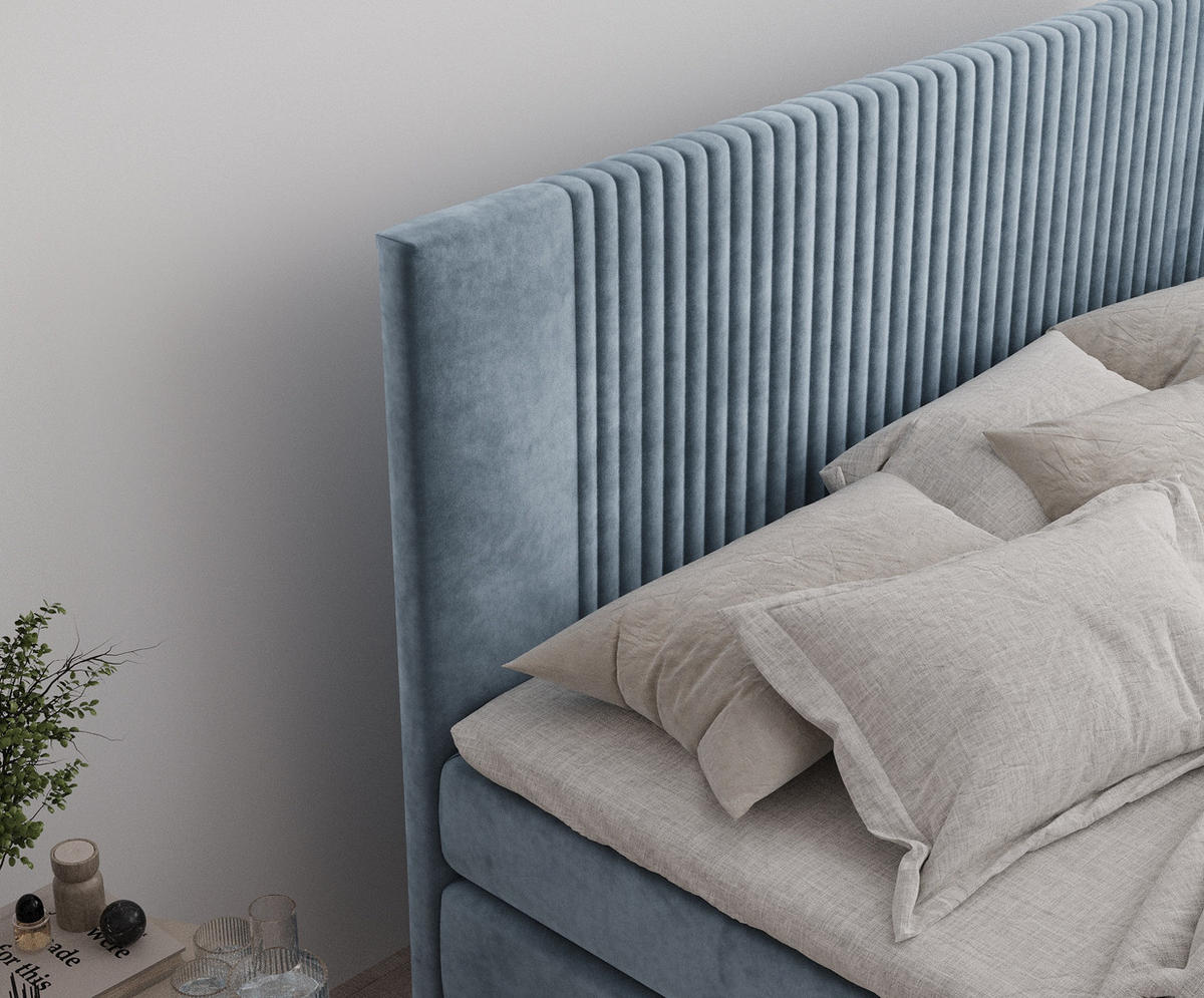 BOXSPRINGBETT Bergamo Blau Grau 140/200 cm - Blaugrau/Schwarz, Holz/Holzwerkstoff (140/200cm) - Maison de Reve