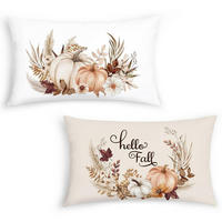KISSENBEZUG 2er Set Herbst Kürbis 30 x 50 cm Beige Orange - Multicolor, Textil (30/50cm)