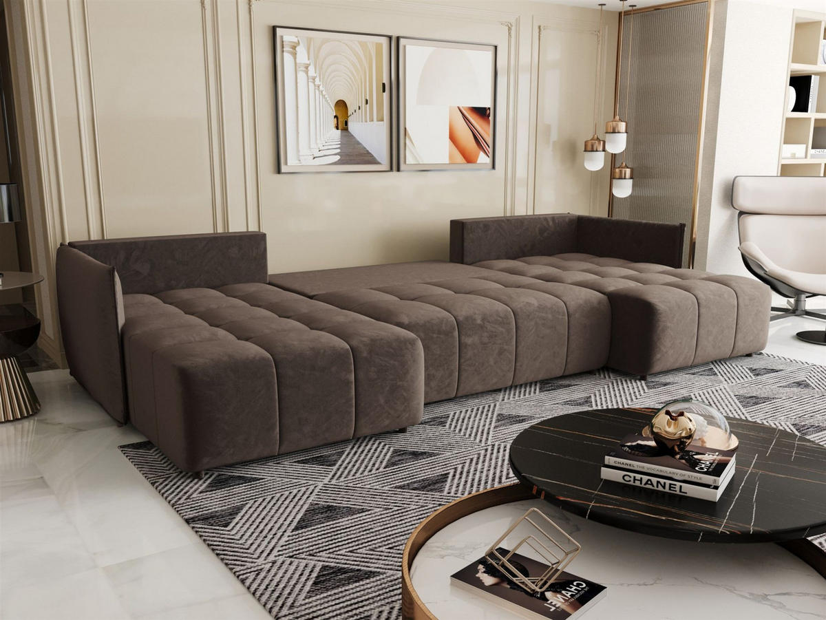 WOHNLANDSCHAFT Treviso - Braun, Holzwerkstoff/Textil (342/88/185cm) - Fun Möbel