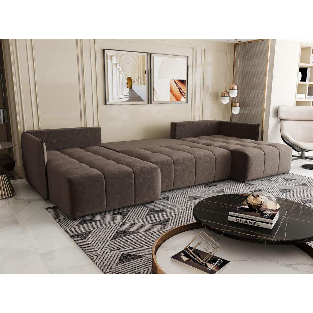 Thumbnail - Fun Möbel Wohnlandschaft, Braun, Textil, U-Form, 342x88x185 cm, Wohnzimmer, Sofas & Couches, Wohnlandschaften, Wohnlands...