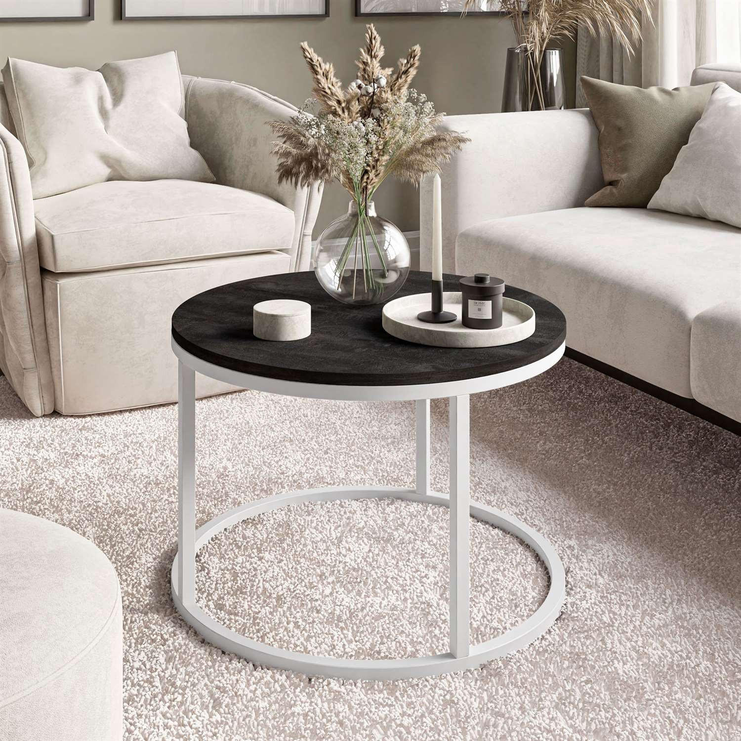 COUCHTISCH CIRI dunkler Beton - Weiß, Holzwerkstoff (60/60/42cm) - Lookway