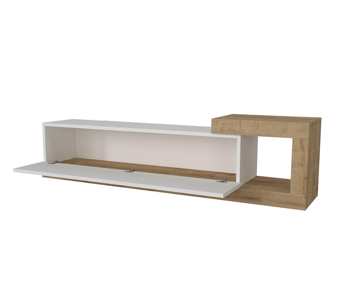 MOEBEL17 TV Lowboard 150 cm – Modernes Lowboard TV Schrank – TV Board Wohnzimmer – Fernsehtisch – TV Möbel Sideboard Modern – Modell Bliss - Weiß/Braun, Holzwerkstoff (150/37/30cm) - moebel17
