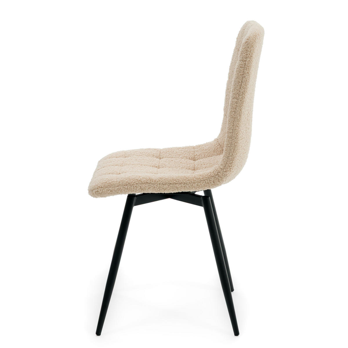 STUHL ARCO drehbar gepolstert mit Steppung - dunkelbeige - Boucle Teddy - Beige/Schwarz, Textil/Metall (46/90/51cm) - NEW HOME