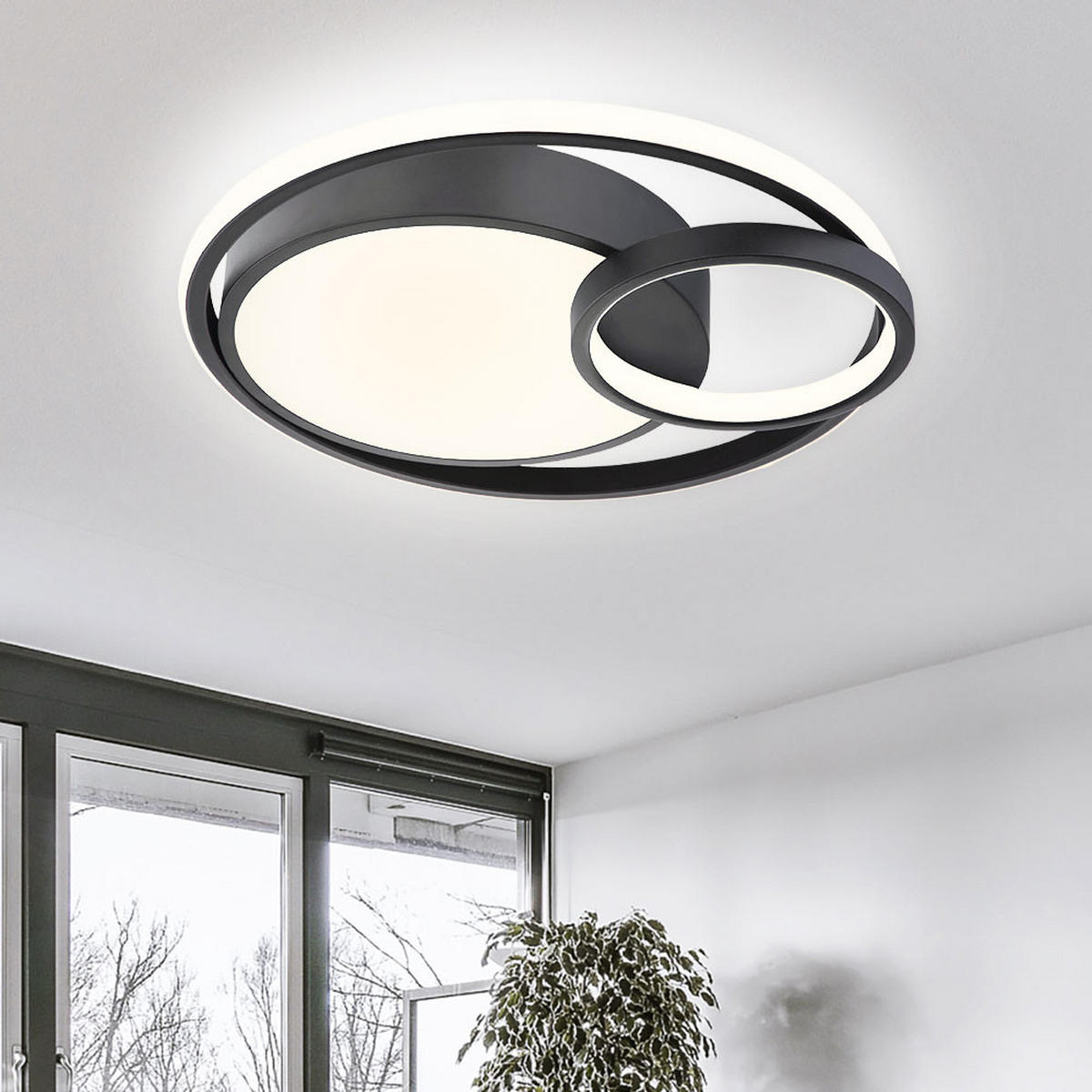 LED DECKENLEUCHTE Kamilla Metall Schwarz - Schwarz, Metall (40.5/39.5/10cm) - Globo Lighting