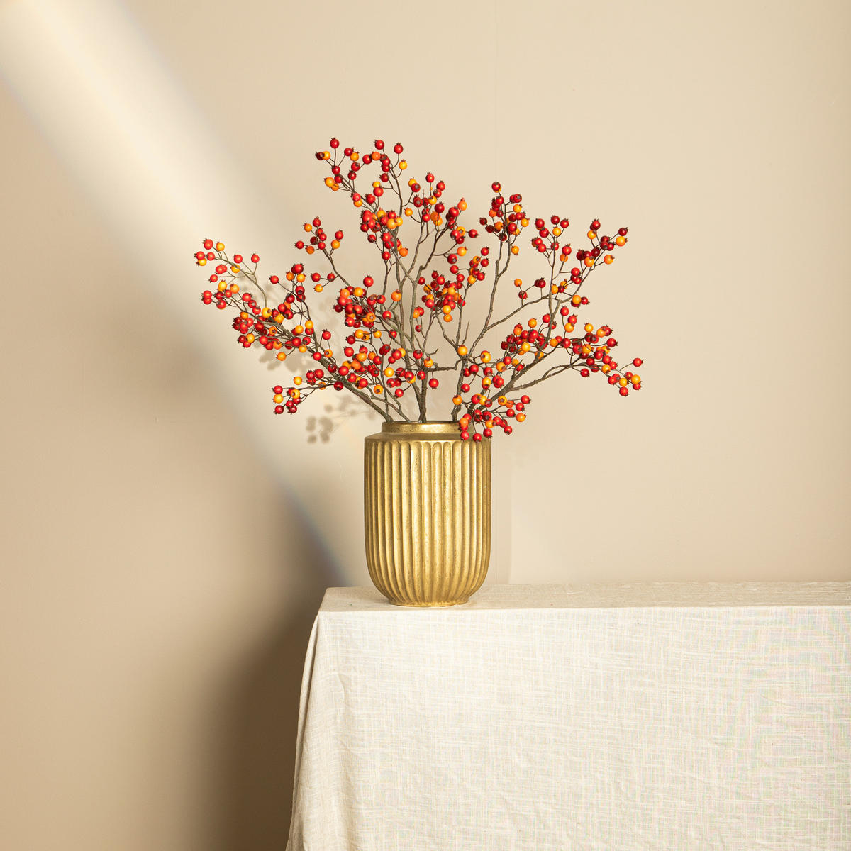 KUNSTZWEIG Berry Rot 48/26/80cm - Rot, Metall (26/80/48cm) - PTMD Collection