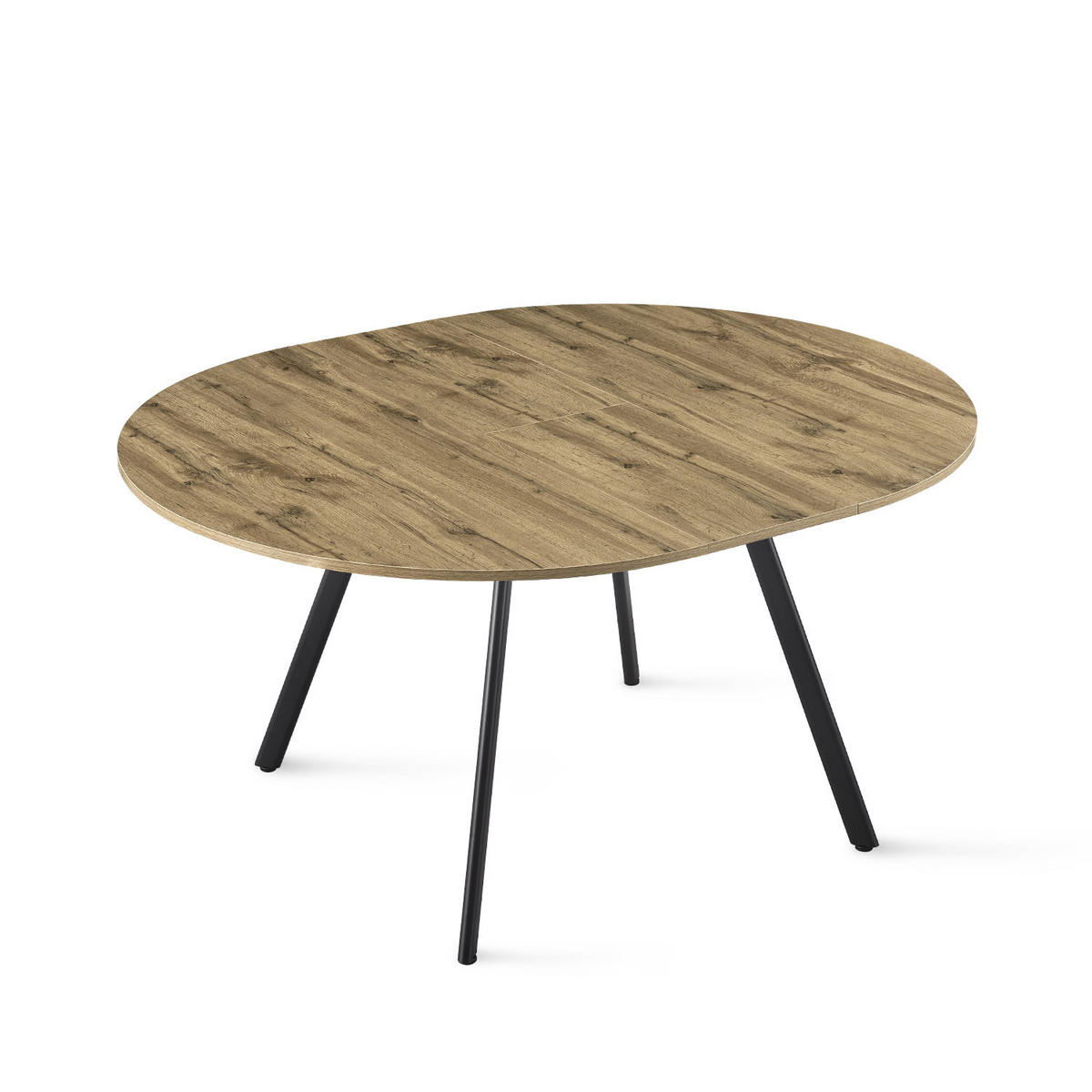 ESSTISCH TILL 120-150/120/76 cm Rund Eiche - Eichefarben/Schwarz, Holzwerkstoff (120/120/76cm) - B&D Home