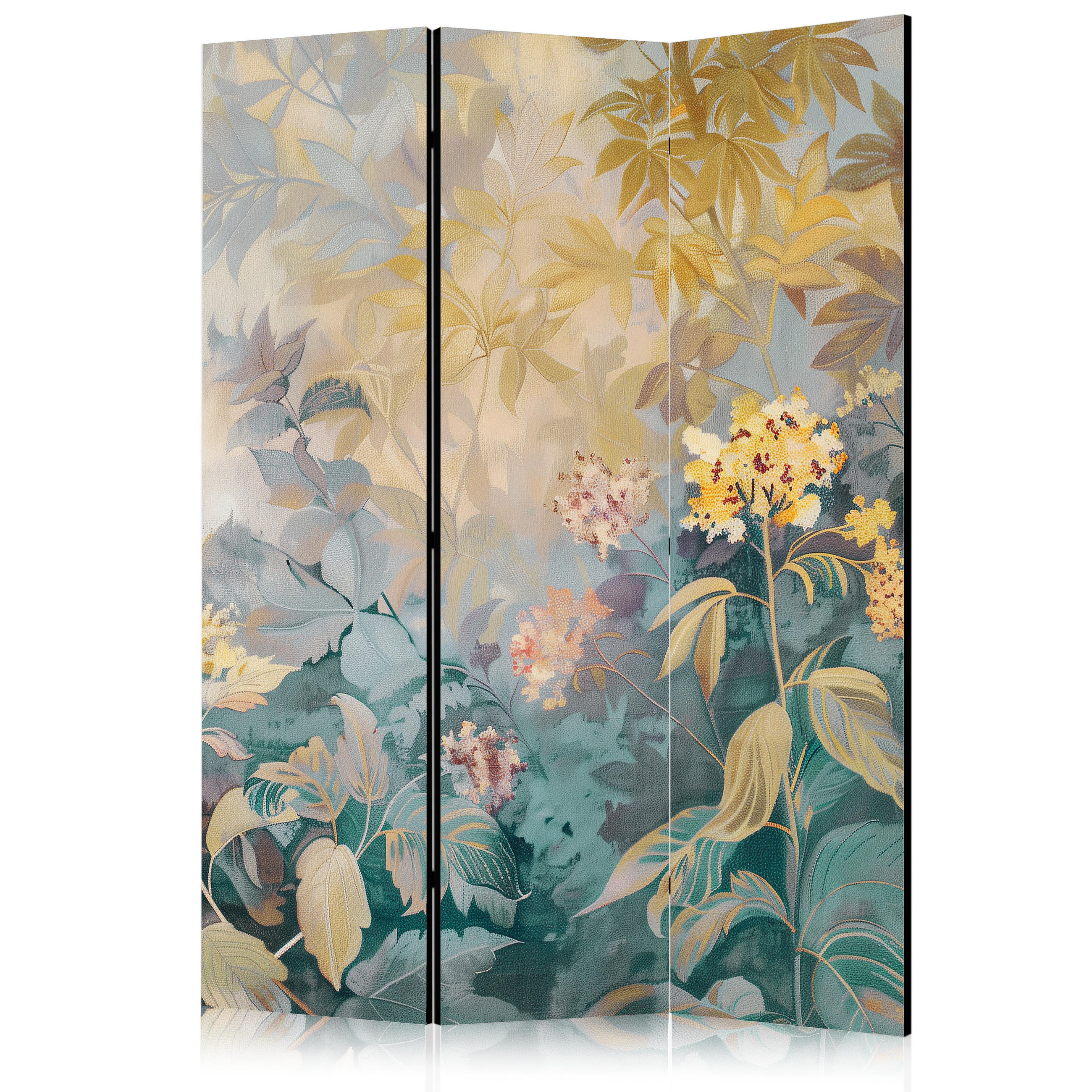PARAVENT Einseitig Bedruckter 3-tlg 135x172 cm Wiese mit Wildblumen - Multicolor, Holz/Textil (135/172/3cm) - Muralo
