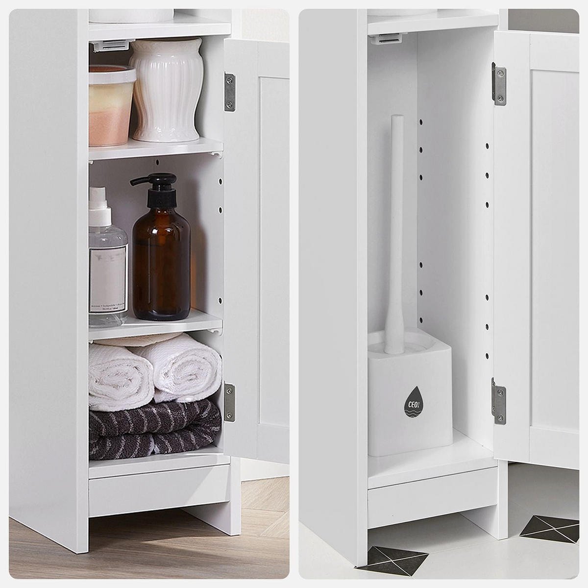 BADSCHRANK TOILETTENSCHRANK - Weiß, Holzwerkstoff (20/80/18cm) - Hansiro