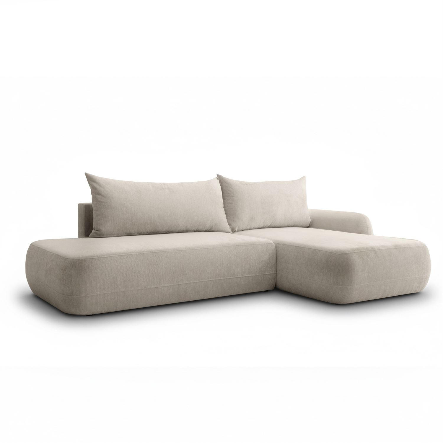 ECKSOFA GOYA mit Schlaffunktion und Bettkasten, Rechte, Perfect Harmony 04 - Ecru, Textil (302/184cm) - Lookway