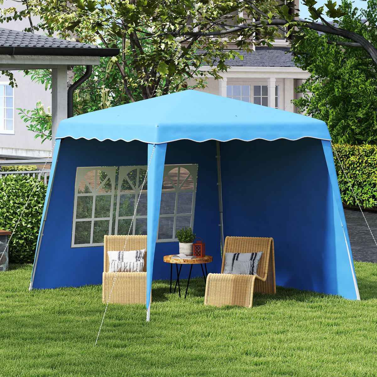POP-UP-FALTZELT, 4×4m, zweifarbig - Dunkelblau, Textil (289/250/289cm) - Vallsero