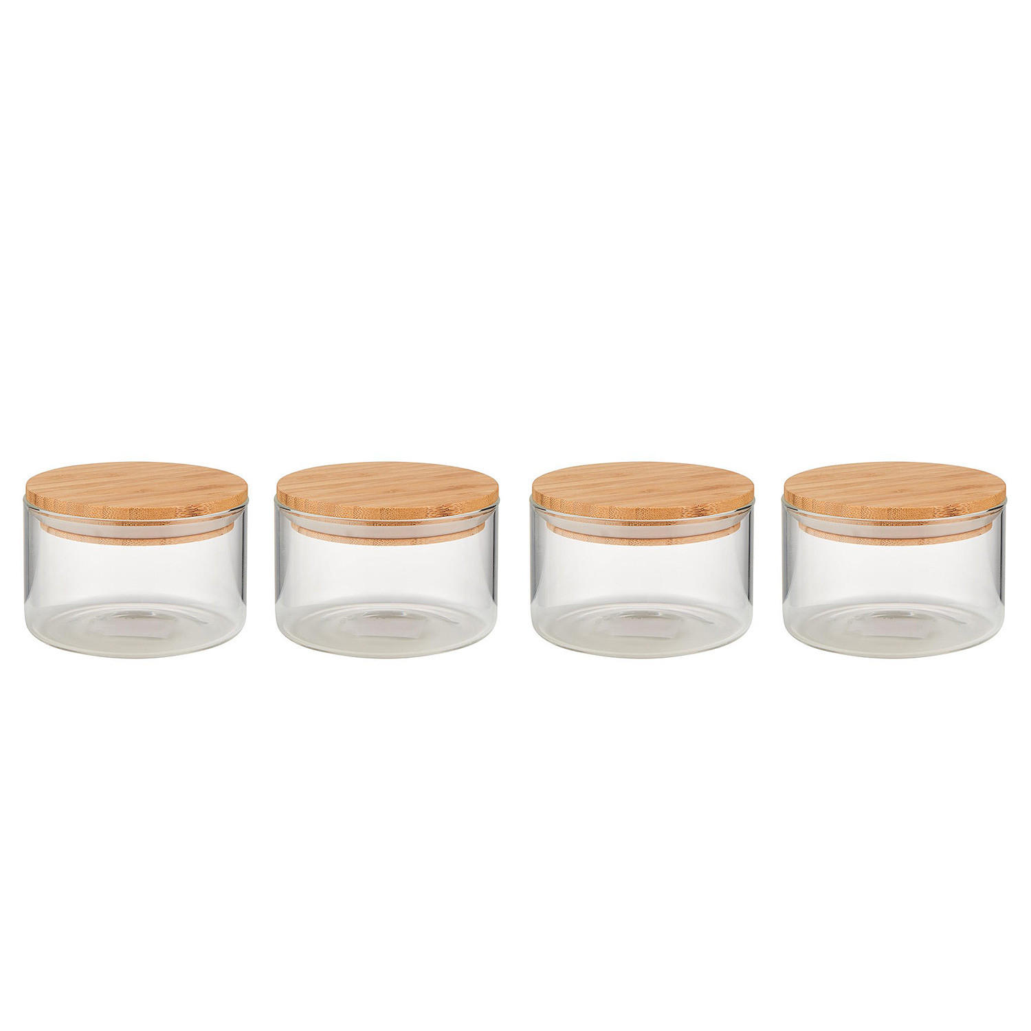 VORRATSGLAS (4er Set) Woodlock - Transparent, Glas/Holz (11/8/11cm) - Butlers