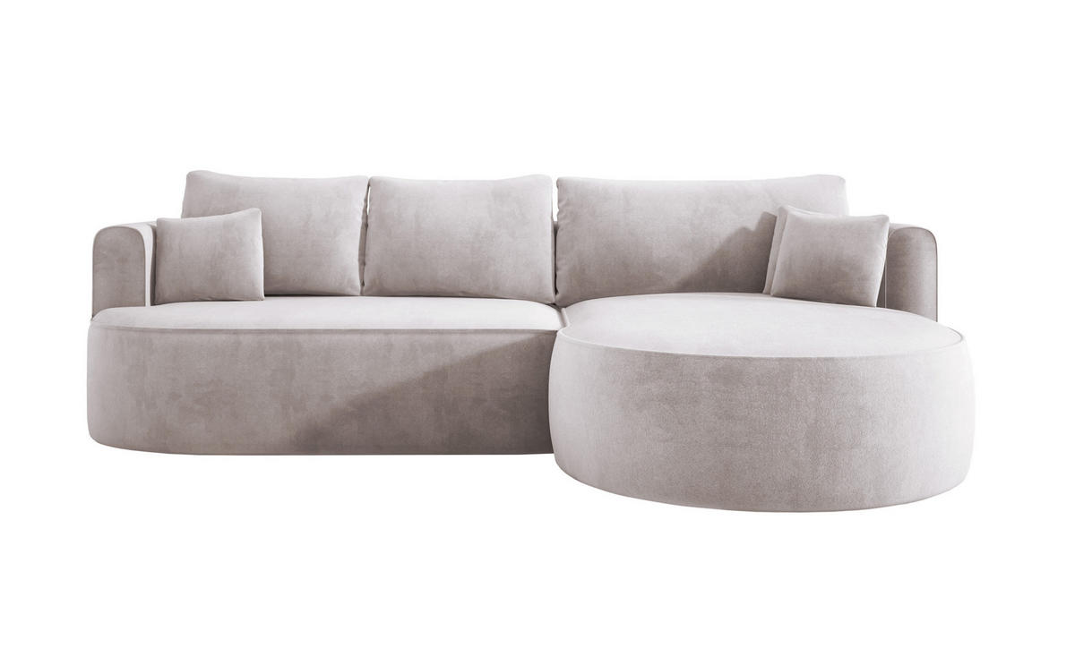 ECKSOFA FIORE L-förm Moderne Ausziehbare Schlaf-Funktion, automatischer Auffaltung, lose Rückenkissen freistehend RECHTS 284x183x82cm White - Weiß, Holz/Textil (284/183cm) - DomoHome
