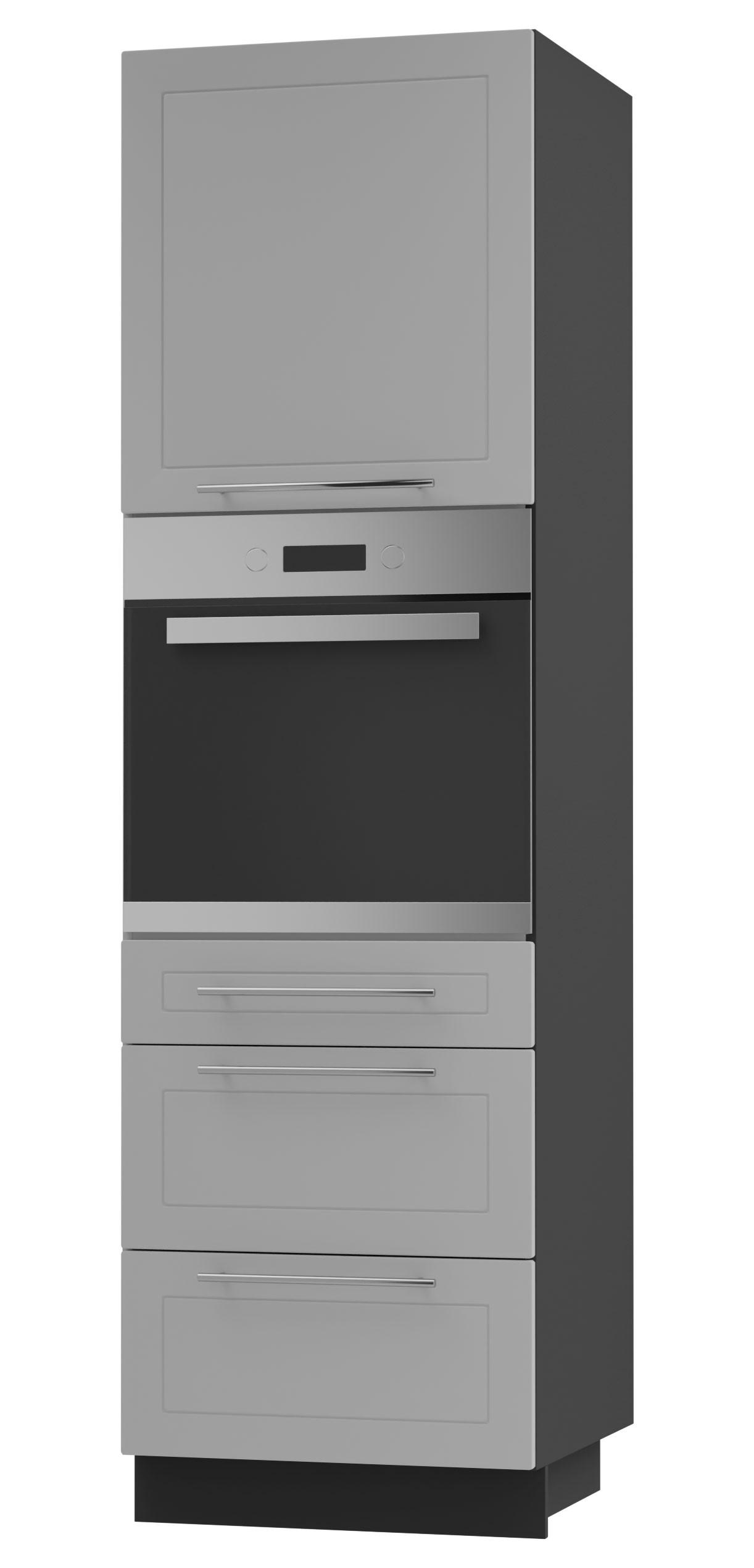 Feldmann-Wohnen Backofenumbauschrank Grau, Schwarz 60x207x59 cm