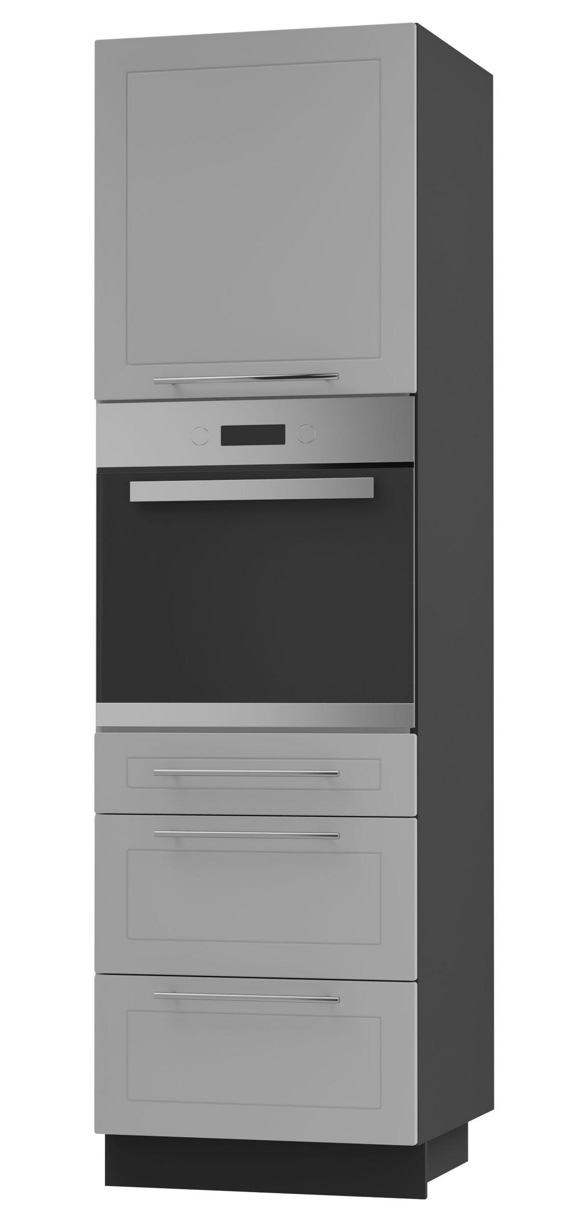 BACKOFEN-HOCHSCHRANK Kvantum D14/RU/3A Dust Grey Matt / Schwarz Matt 60 / 59 / 207cm - Schwarz/Grau, Holz/Holzwerkstoff (60/207/59cm) - Feldmann-Wohnen
