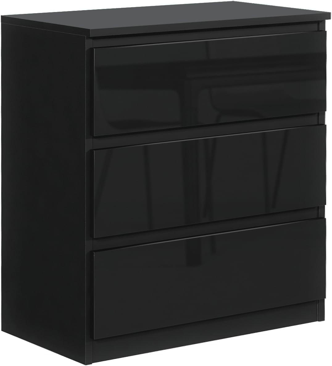 Mobelsta Kommode Schwarz Hochglanz 70x78.5x39 cm