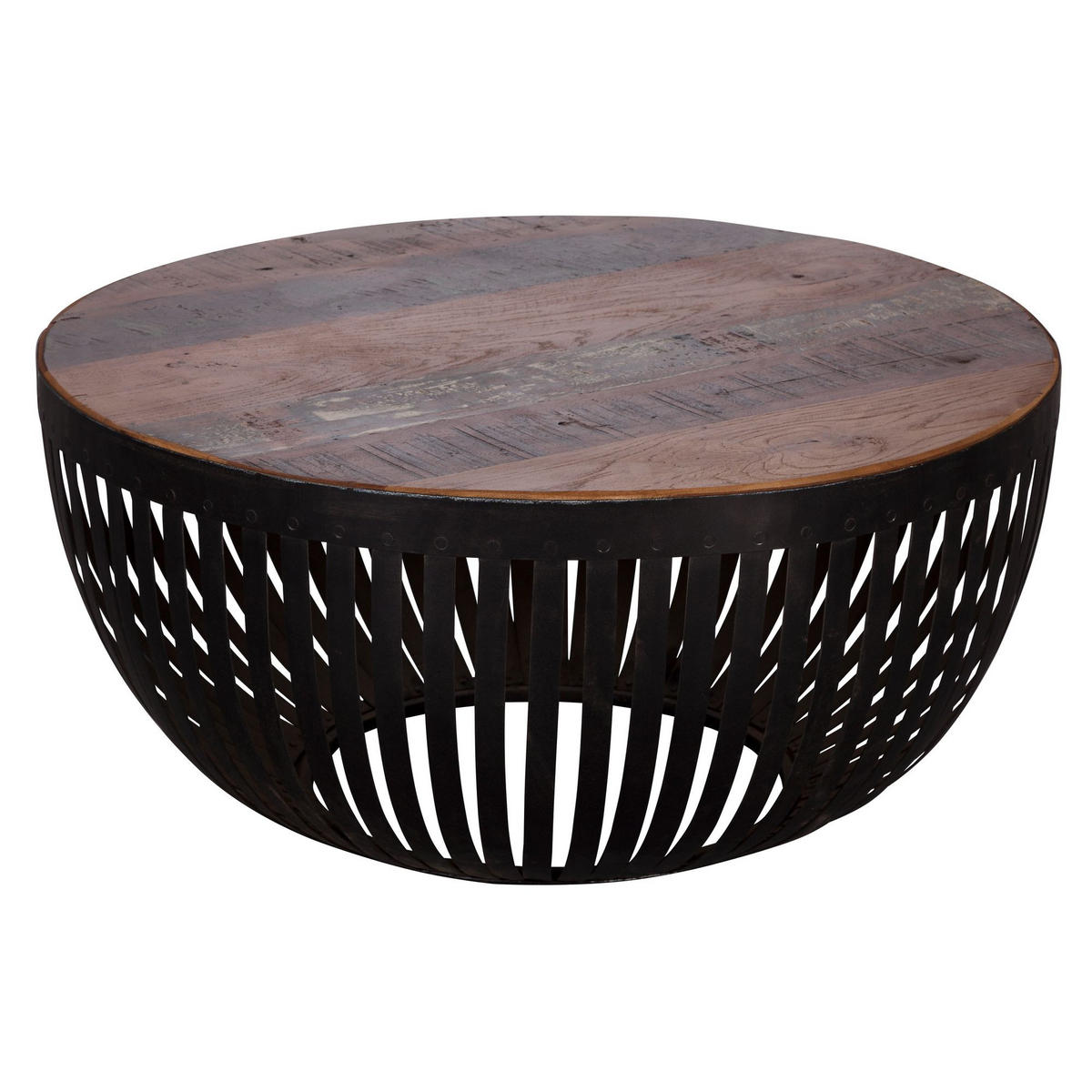 COUCHTISCH LONI Korbtisch Metall - Braun, Holz (70/70/33cm) - tinkaro