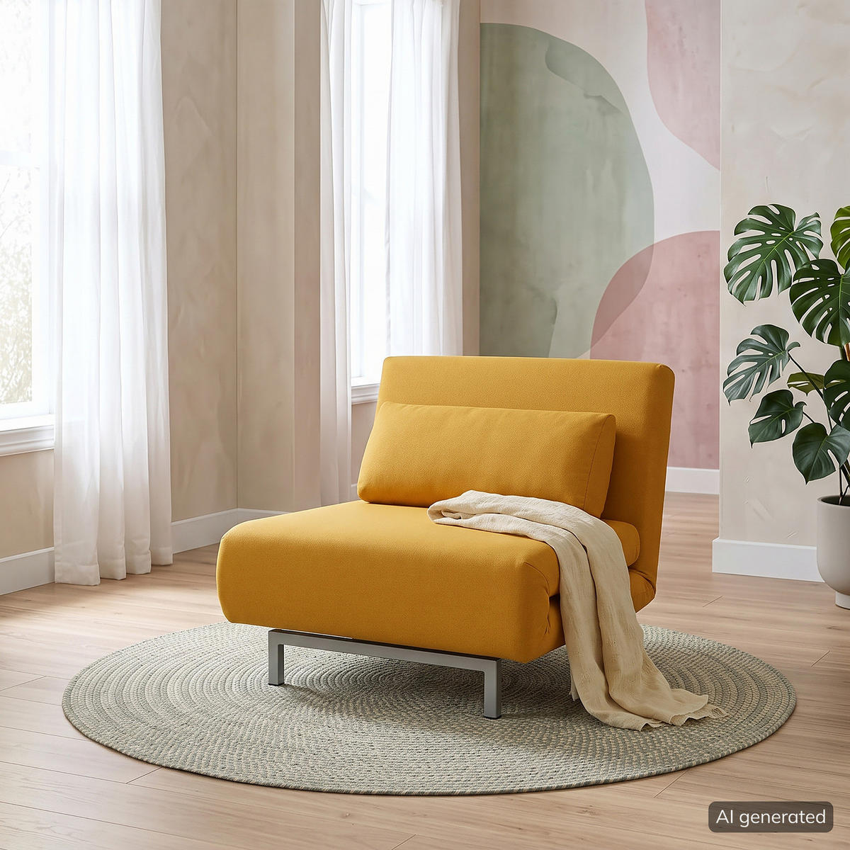 SCHLAFSESSEL - Gelb/Silberfarben, Textil/Metall (92/78/85cm) - home24